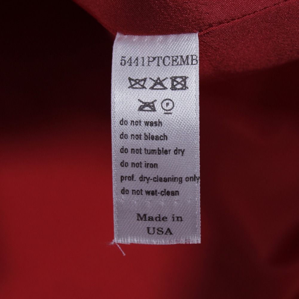 Carolina Herrera Red 100% Silk Embroidered Belted A-Line Shirt Dress Sz 6 - Picture 7 of 11